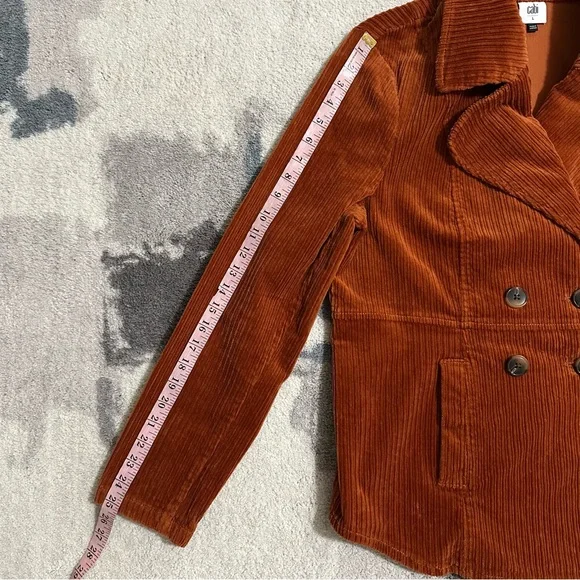 CAbi Corduroy Double Breasted 'Professor Peacoat' Rust / Burnt Orange - Picture 13 of 16